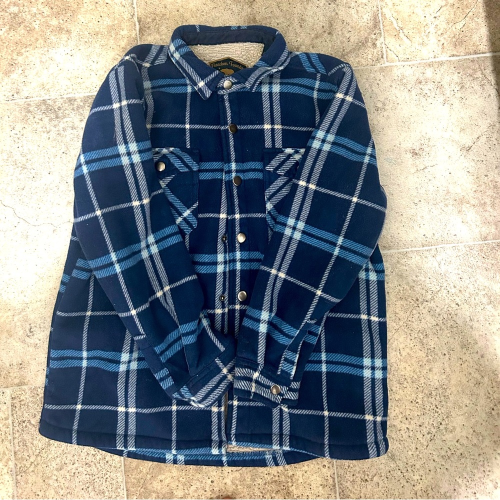 Freedom Foundry Youth Boy's Super Plush Flannel Midnight Navy, Size Large